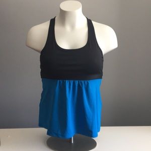 Zella Fit N Flare Black n Blue Racerback Tank